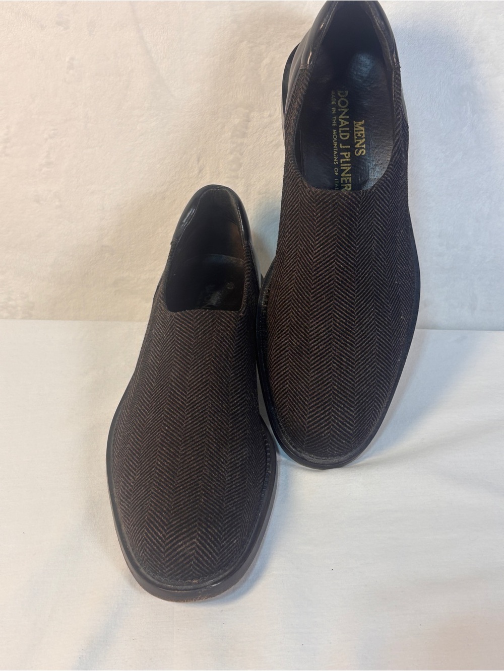 Donald J Pliner Rex Men's Brown Herringbone Slip On Loafers Size 8